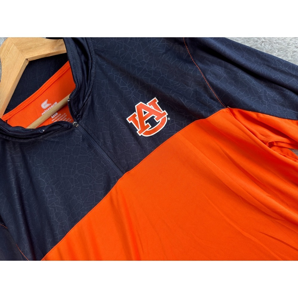 Colosseum Auburn Tigers Mens XL Quarter Zip Pullover Navy Orange NCAA Activewear